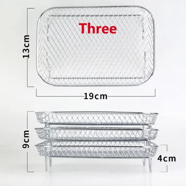 3-layers Air Fryers Rack Stackable Grid Grilling Rack Stainless Steel Anti-corrosion Home Kitchen Oven Steamer Cooker Gadgets - Image 9