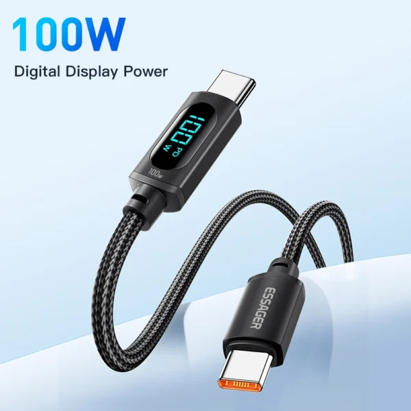 Essager Type C to Type C Cable 100W PD Fast Charging Charger USB C to USB C Display Cable For Xiaomi POCO F3 Realme Macbook iPad - Image 3