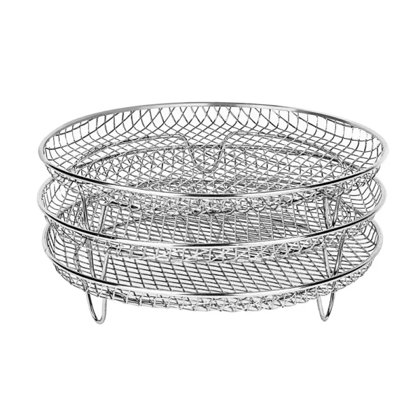 3-layers Air Fryers Rack Stackable Grid Grilling Rack Stainless Steel Anti-corrosion Home Kitchen Oven Steamer Cooker Gadgets - Image 20