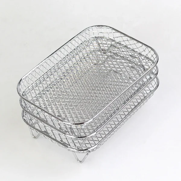 3-layers Air Fryers Rack Stackable Grid Grilling Rack Stainless Steel Anti-corrosion Home Kitchen Oven Steamer Cooker Gadgets - Image 24