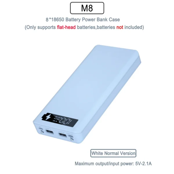 PD QC3.0 Quick Charge Battery 8 x18650 Power Bank Case Welding Free Dual USB 18650 Holder Storage Box Powerbank For Mobile Phone - Image 8